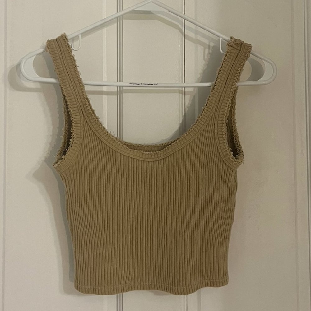 Urban Outfitters Khaki Ribbed Crop Top